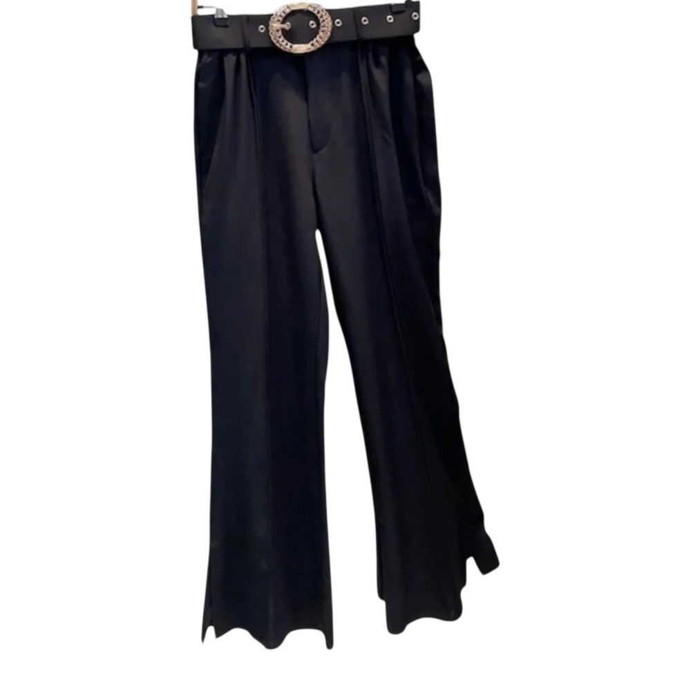BELTED LUXE FLARE HIGH WAISTED PANTS
( Midnight Black ) - Picture 3 of 6